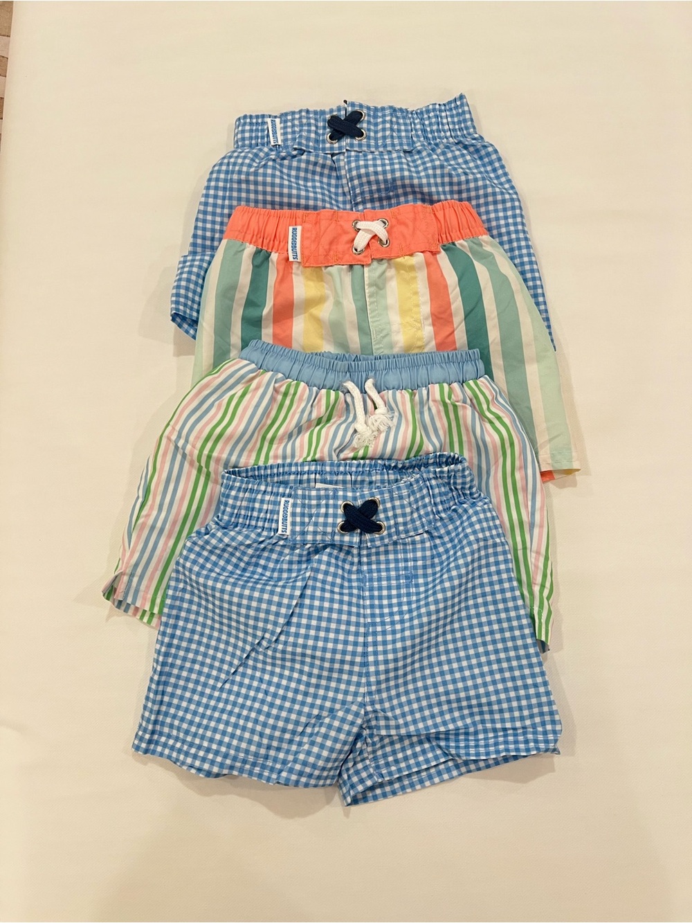 Little English & Rugged Butts Lot of 4 Pastel Stripe & Blue Baby Swim Shorts